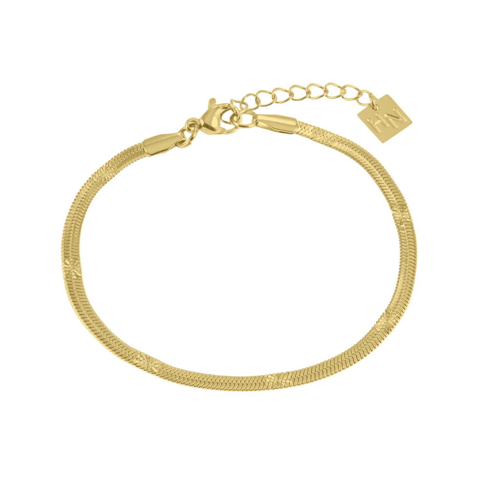 MUKER Or : Bracelet à chaîne texturé effet peau de serpent avec motif étoile