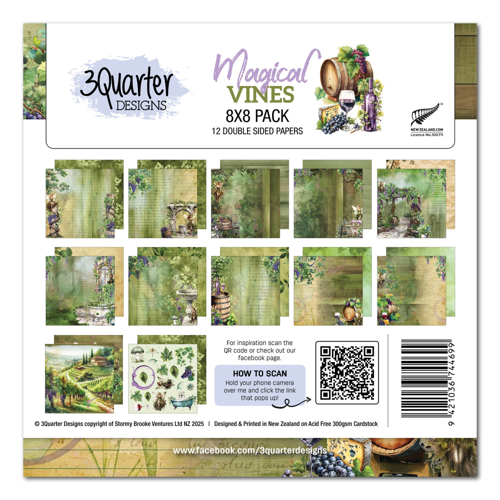 Bloc de papier 3Quarter Designs Magical Vines 20x20 cm