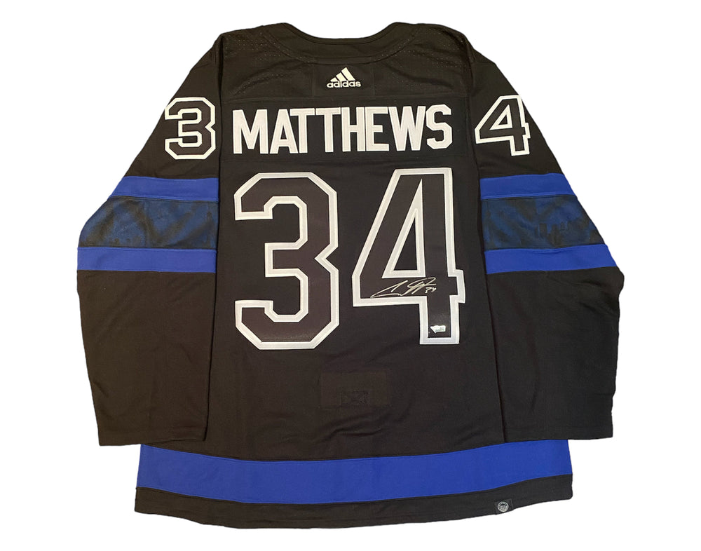 Maillot Adidas Noir Réversible des Maple Leafs de Toronto, signé Auston Matthews