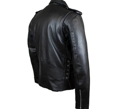 Men's Tall Classic Side Lace Leather Motorcycle Jacket