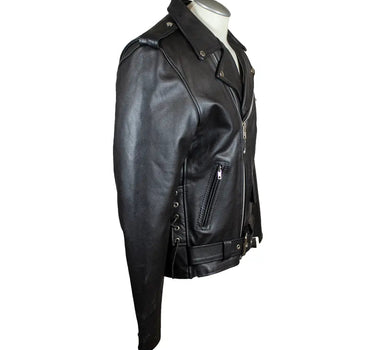 Men's Tall Classic Side Lace Leather Motorcycle Jacket