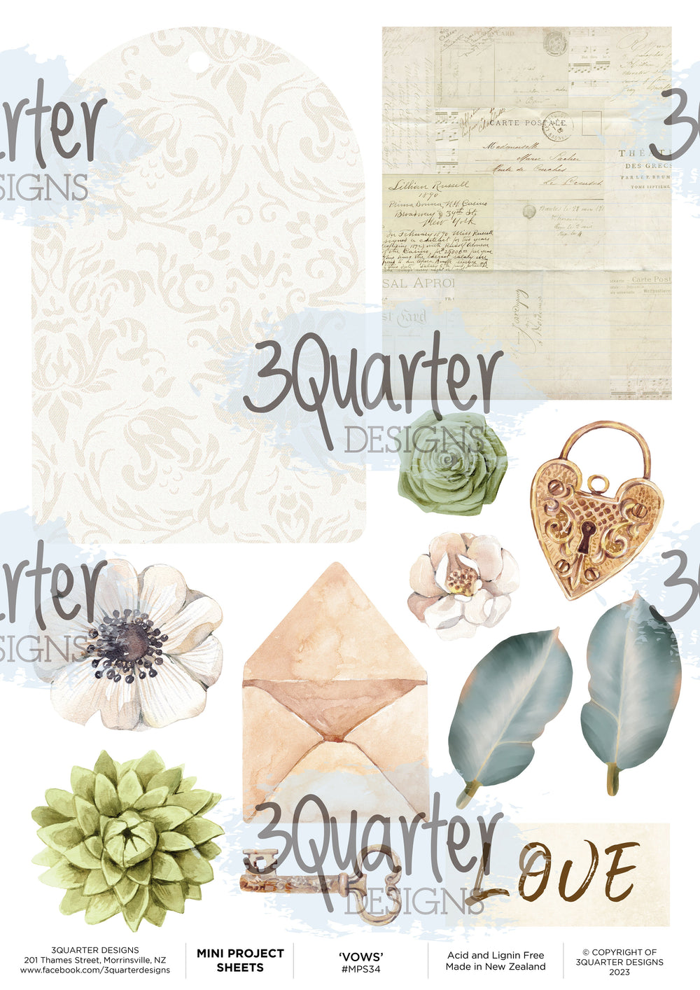 3Quarter Designs - Mini Project Sheet - Nos Vœux