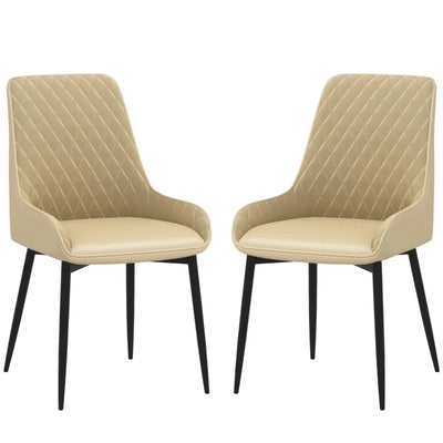 Ensemble de 2 chaises de salle à manger modernes Blake avec capitonnage diamant et pieds en acier - Kaki