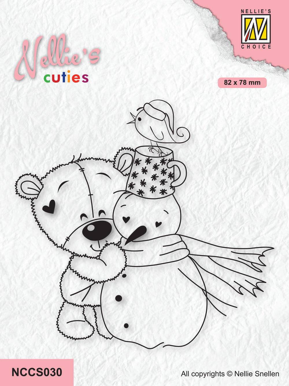 Nellie's Choice Tampon transparent Nellie's Christmas Cuties - Ours avec bonhomme de neige