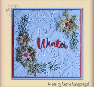 3D Embossing Folder Square - Leaves & Berries