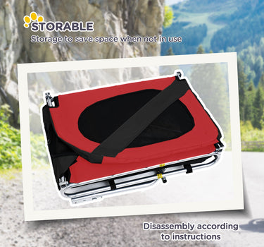 Aosom Dog Bike Trailer Foldable Pet Cart Bicycle Wagon Cargo Carrier Attachment for Travel with Safety Anchor Red