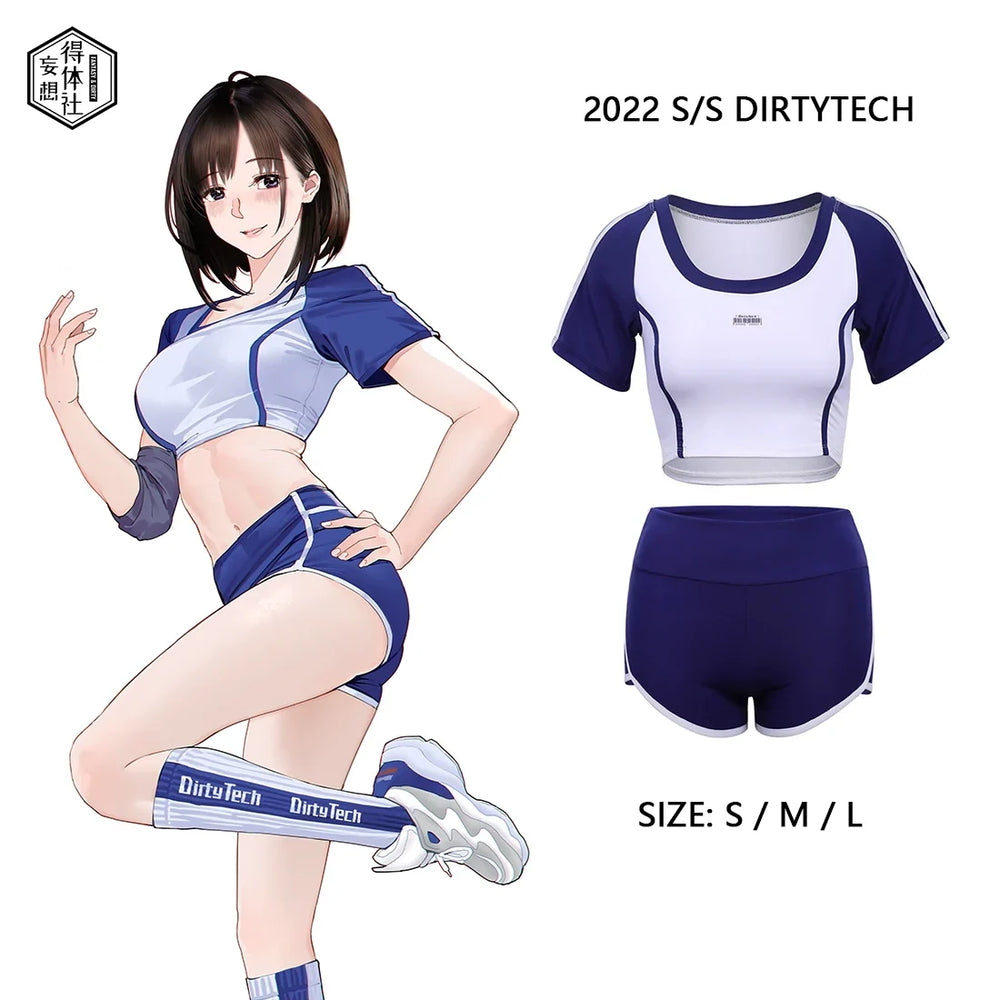 Ensemble court de gymnastique style anime 3 pièces - Vêtements actifs pour sports de volleyball