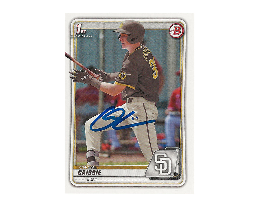 Carte de baseball Owen Caissie autographiée 2020 Bowman Draft Paper #BD-49 1ère recrue