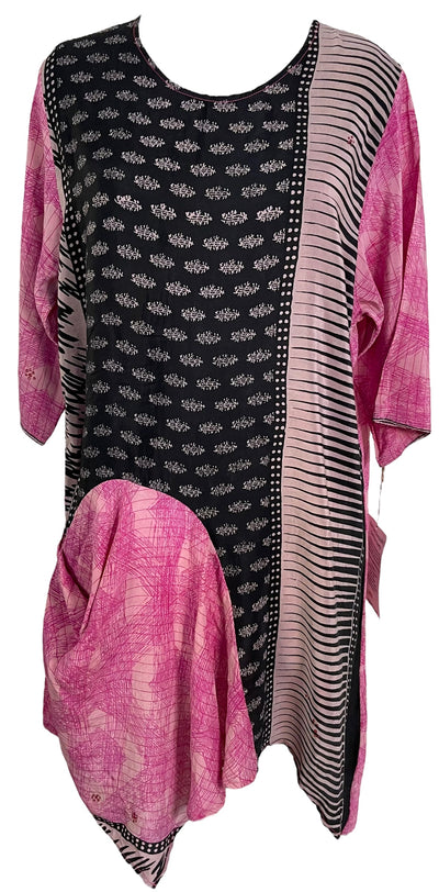 PRC6051 Robe tunique Avatar en pure soie avec poche intégrée
