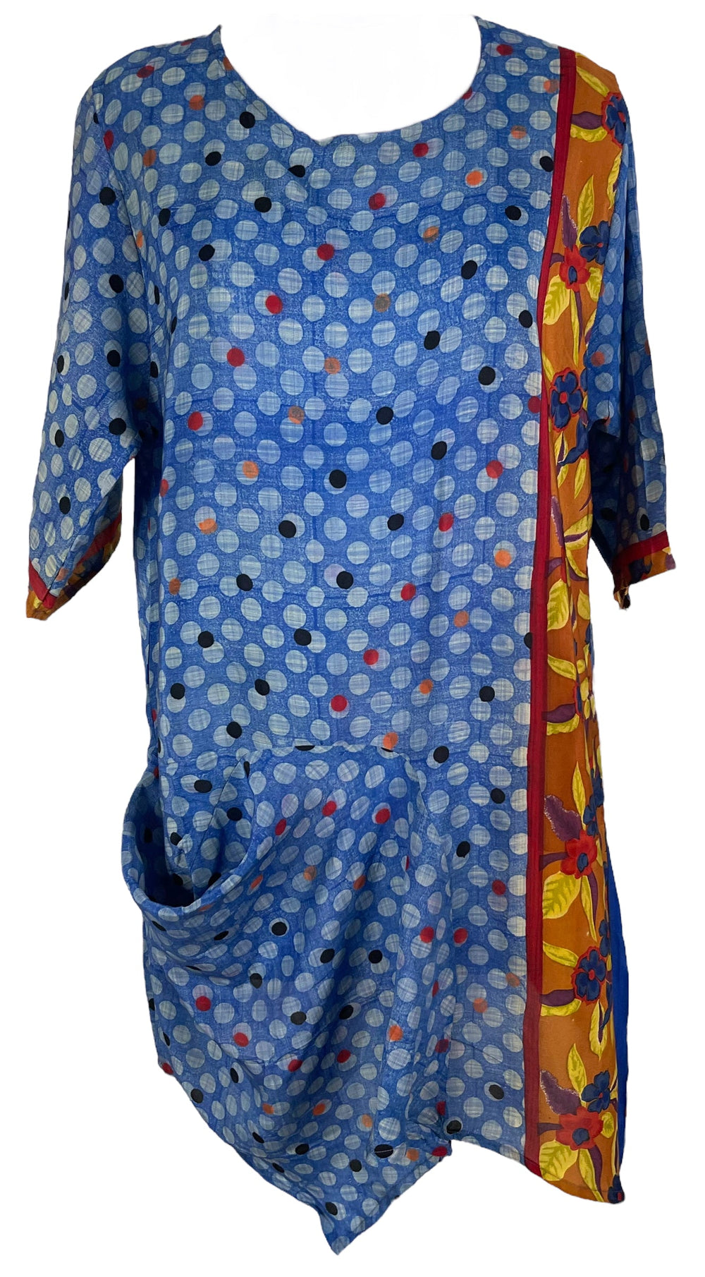 PRC6551 Robe tunique en pure soie Avatar avec poche auto-agrafée