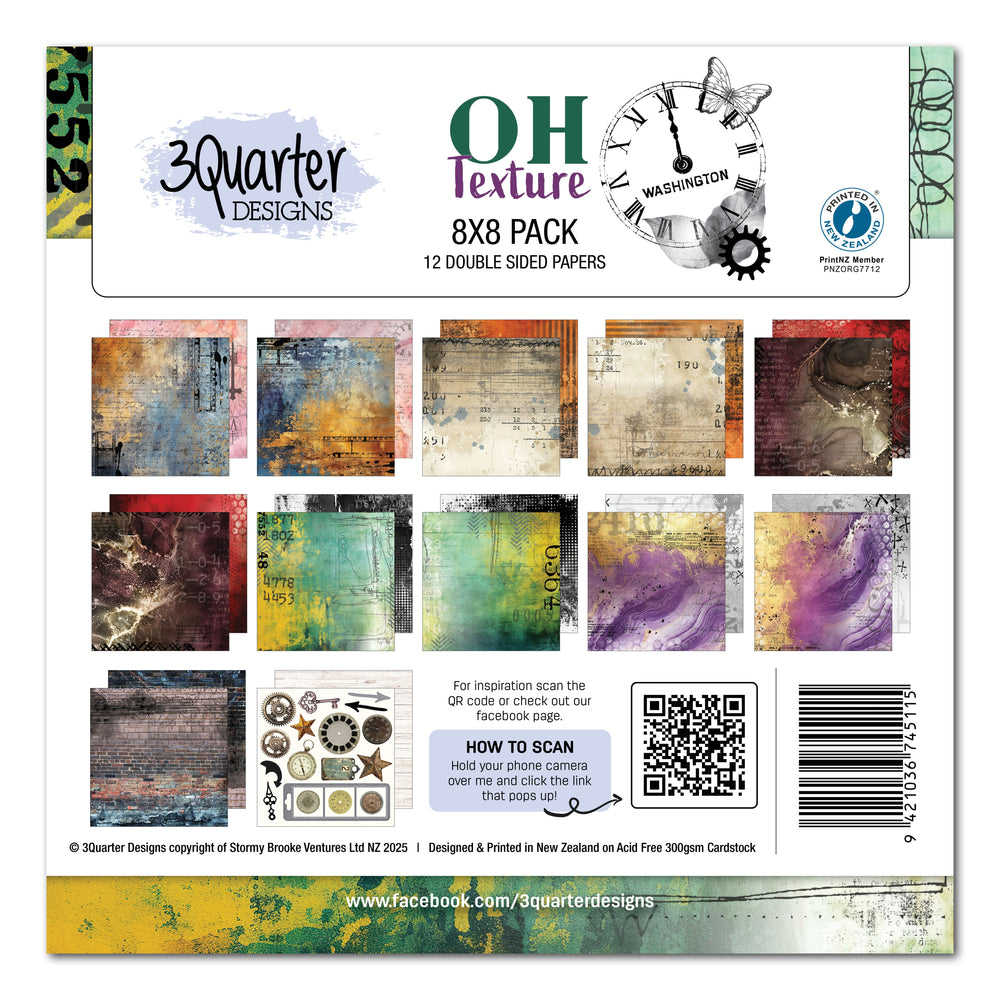 Pack de papier texturé 8x8 3Quarter Designs