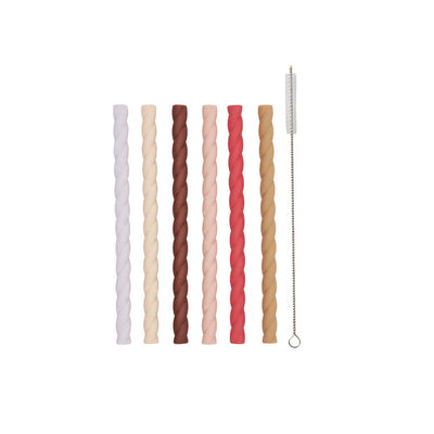 Paille en silicone Mellow – Lot de 6 – Couleurs chaudes