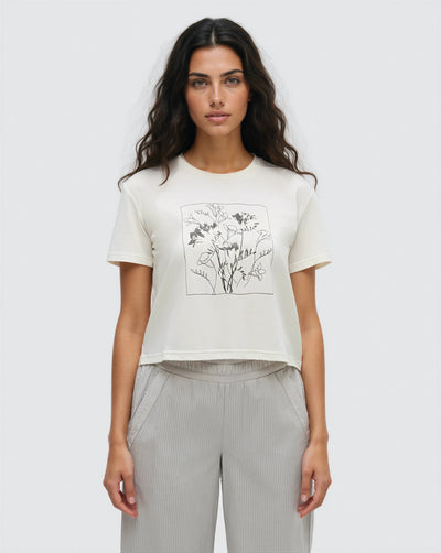 T-shirt court à motif floral