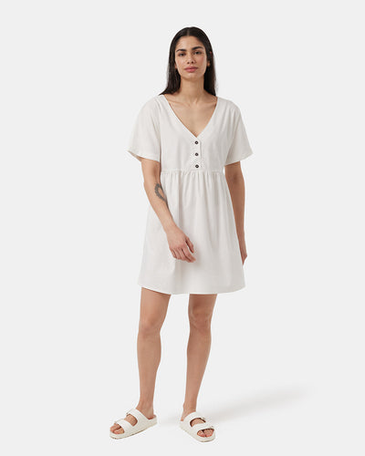 Robe évasée boutonnée en chanvre