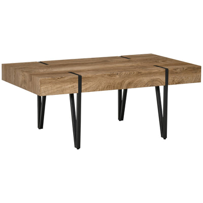 Table basse Clayton en bois naturel avec pieds épingle en acier