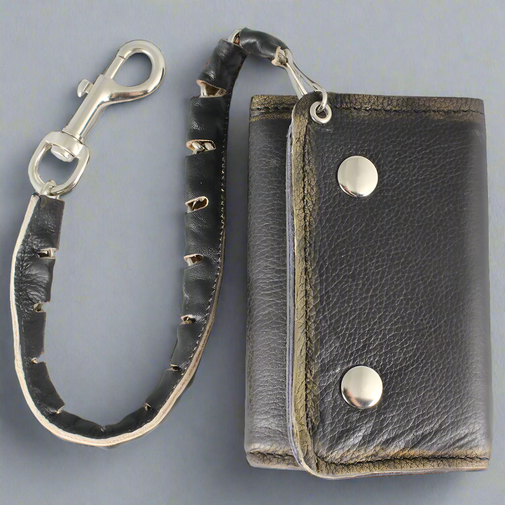 Portefeuille en cuir à chaîne chromée pour homme Open Road