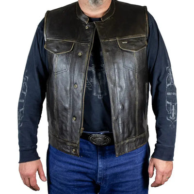 Gilet Club en Cuir Déstructuré pour Homme "Open Road"