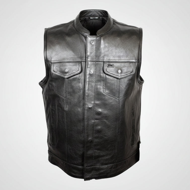 Open Road Men's Flannel Lined Leather Club Vest — Boutique of Leathers/Open Road