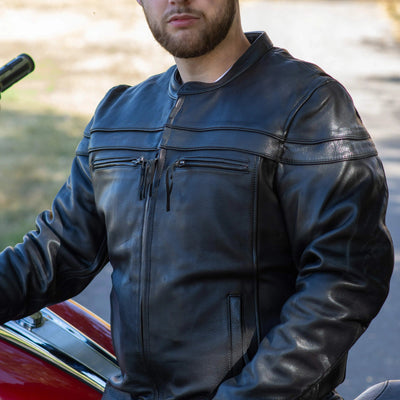 Veste de moto en cuir Maverick pour hommes - Open Road