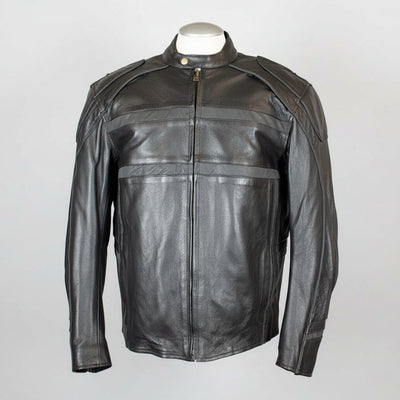 Veste de moto en cuir pour hommes avec passepoil réfléchissant "Open Road"