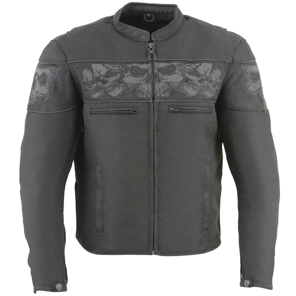 Open Road Men's Reflective Skull Cordura Motorcycle Jacket — Boutique of Leathers/Open Road