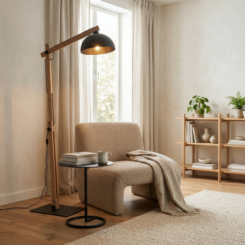 OSLO Lampadaire scandinave noir pour salon, chambre à coucher et bureau – Éclairage moderne et minimaliste