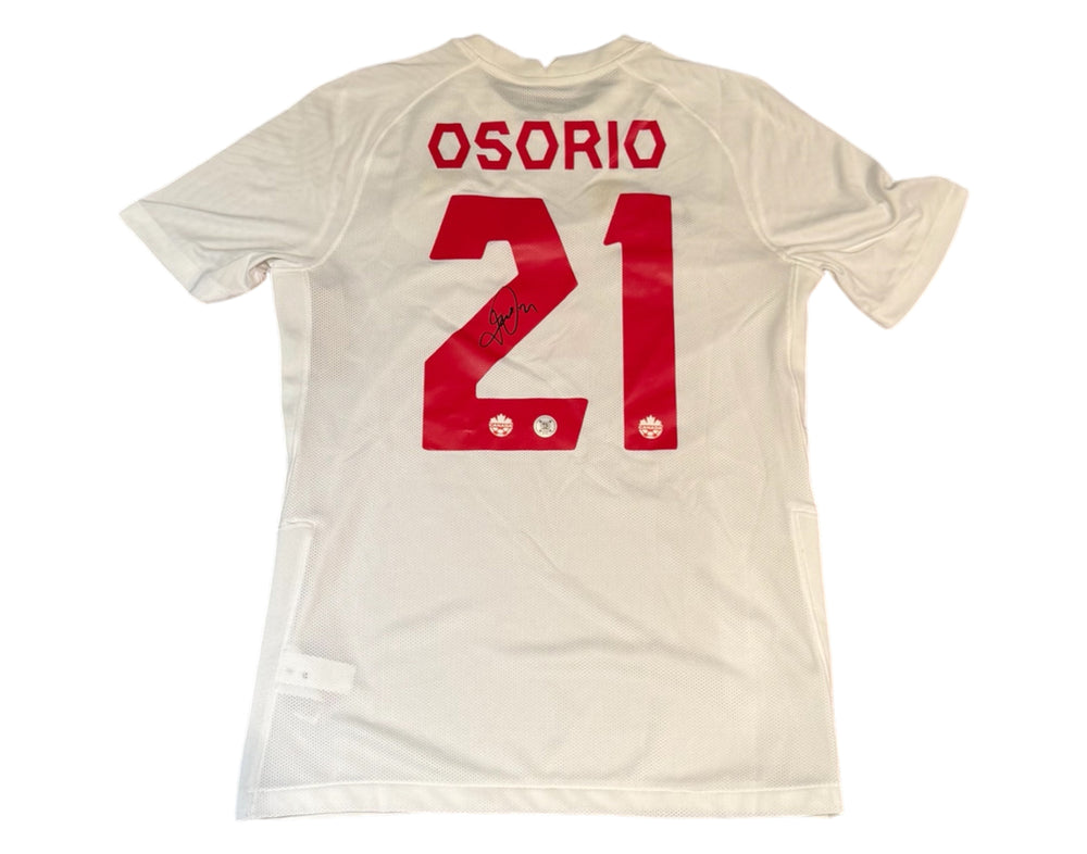 Maillot blanc Nike réplique de l'équipe nationale masculine du Canada, autographe de Jonathan Osorio