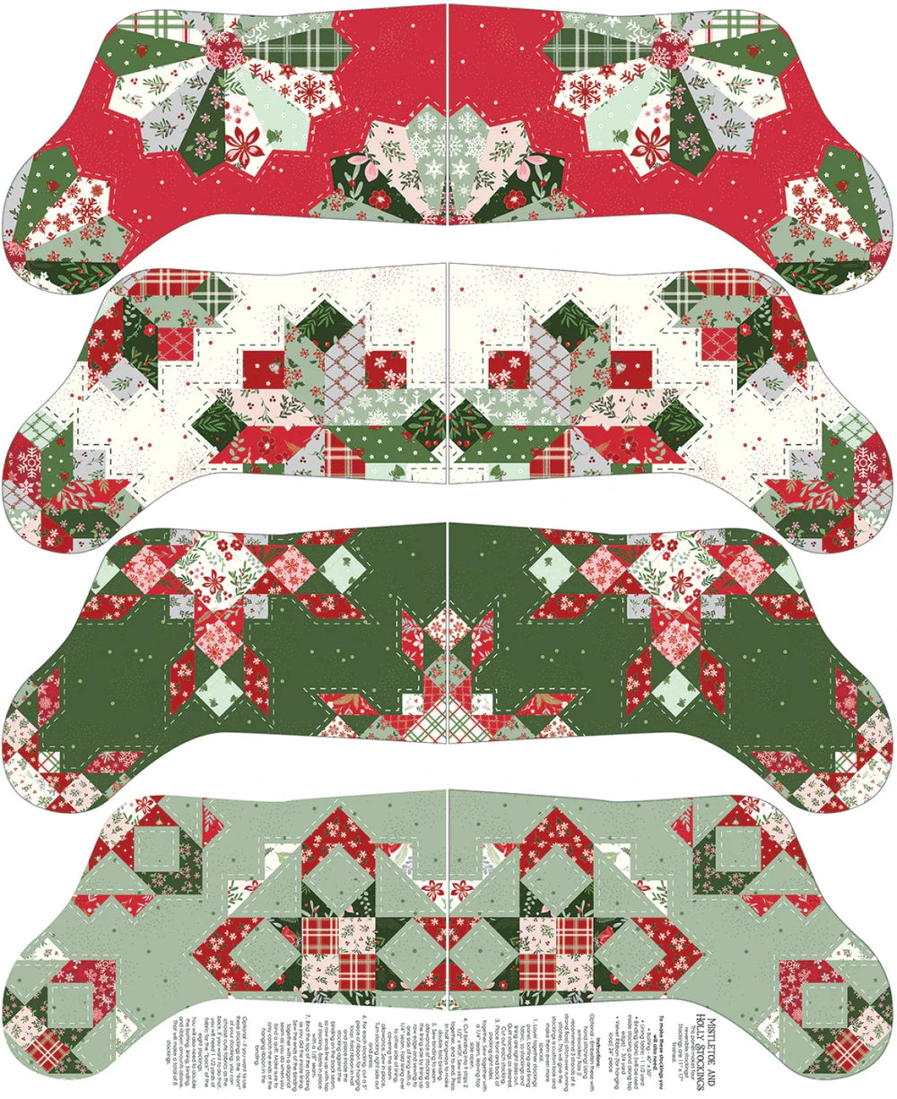 Mistletoe & Holly 35 1/2in x 43in Stockings Panel — Cottage Quilting Ltd.