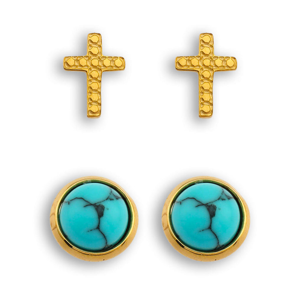 DORA 2-Pair Stud Earrings Set