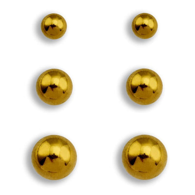 DESTINY Or : Ensemble classique de 3 paires de clous à billes arrondies
