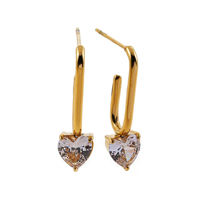 ARETE: Timeless Romance - Heart Gemstone Paper-Clip Earrings