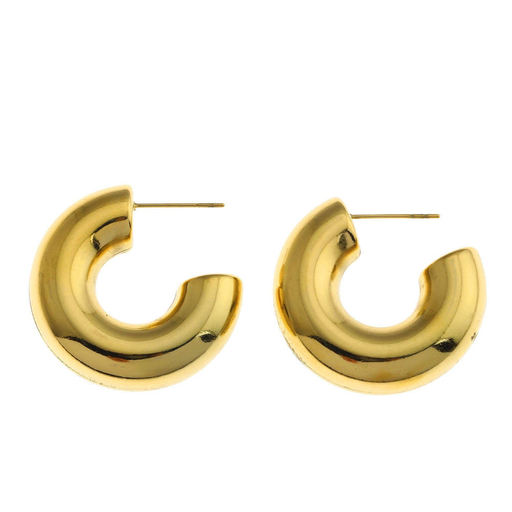 Boucles d'oreilles créoles DEMONTE : aspect tube épais creux, surface lisse, dorées