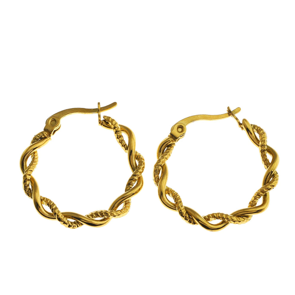 Boucles d'oreilles BARBARA Dorées : Anneaux torsadés à texture contrastante