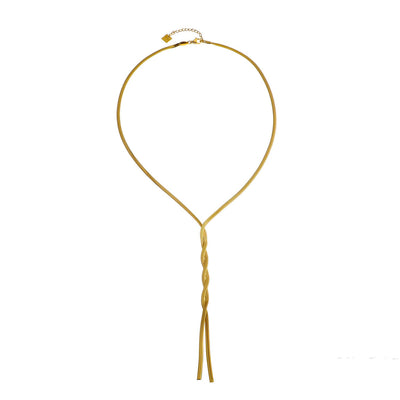 GILMA Snake Skin Textured Intertwined Lariat Chain Necklace