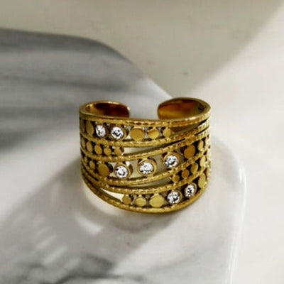 Bague empilable BUENA à plusieurs anneaux sertie de zirconiums