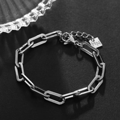 JACKI: Contemporary Paper Clip Silver Bracelet