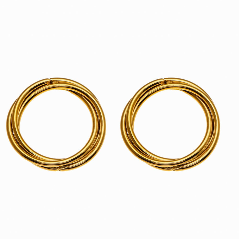 DELISIAS : Triple Harmonie - Boucles d'oreilles créoles à trois anneaux superposés