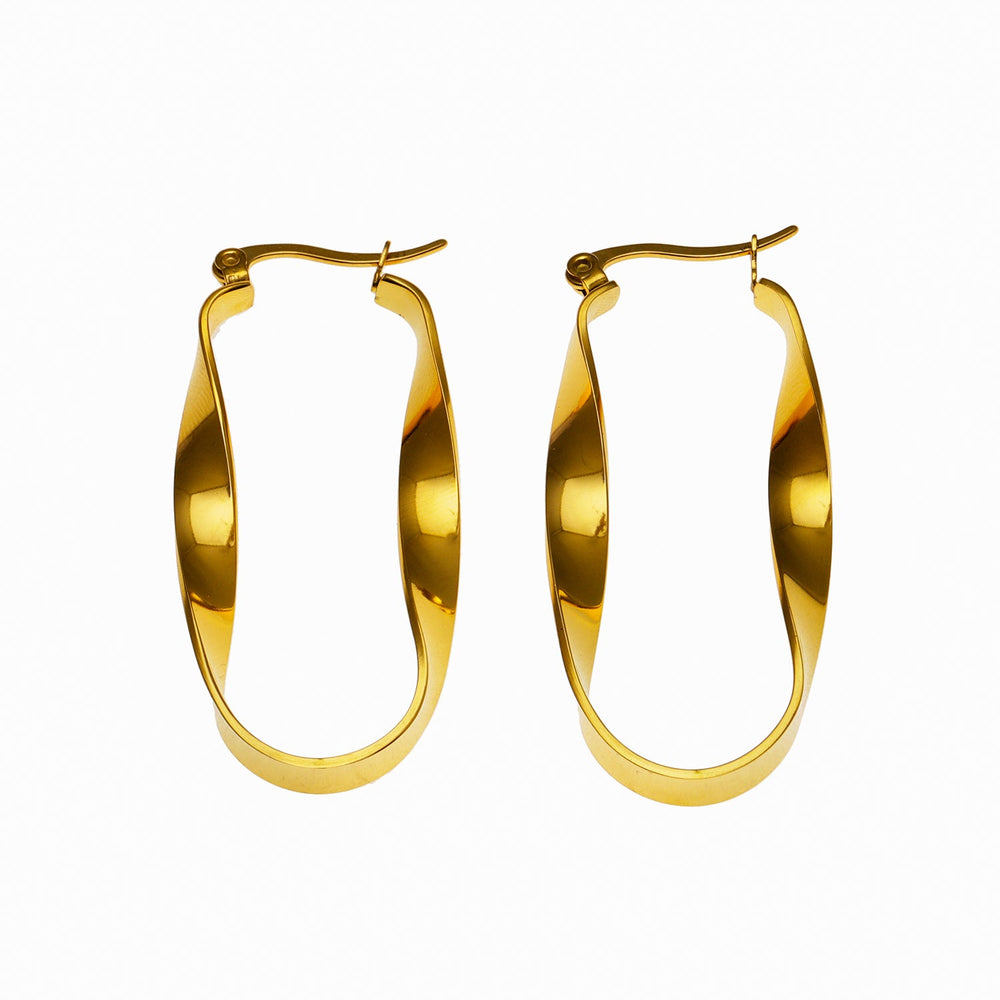 Boucles d'oreilles créoles GISELA torsadées abstraites oblongues semi-déclaratives