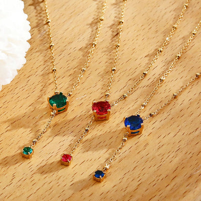 Collier IZZY avec pendentif et breloque en cristal, plaqué or