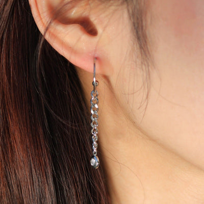 MIYA : Boucles d'oreilles pendantes avec chaîne à maillons en zircone