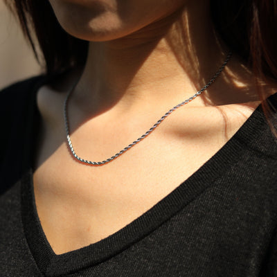 KIRA : Collier chaîne corde en argent 16 pouces