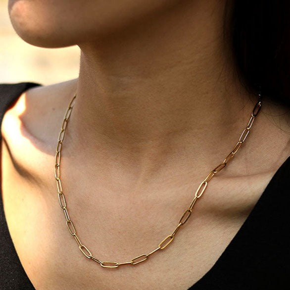 DALIA : Collier à maillons en or essentiel style trombone