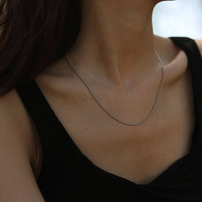 ALYONA Dainty Beads-Chain Silver Necklace
