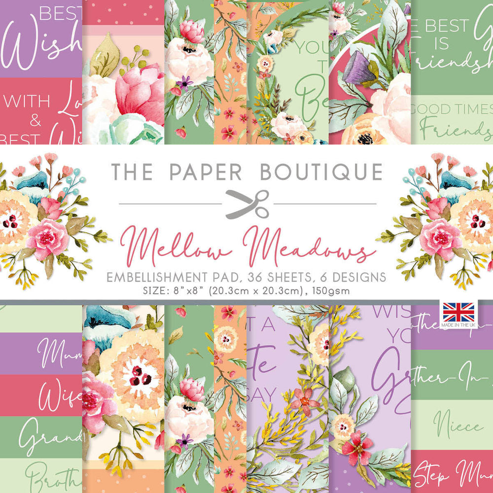 The Paper Boutique Mellow Meadows Bloc d'embellissements 20,3x20,3 cm