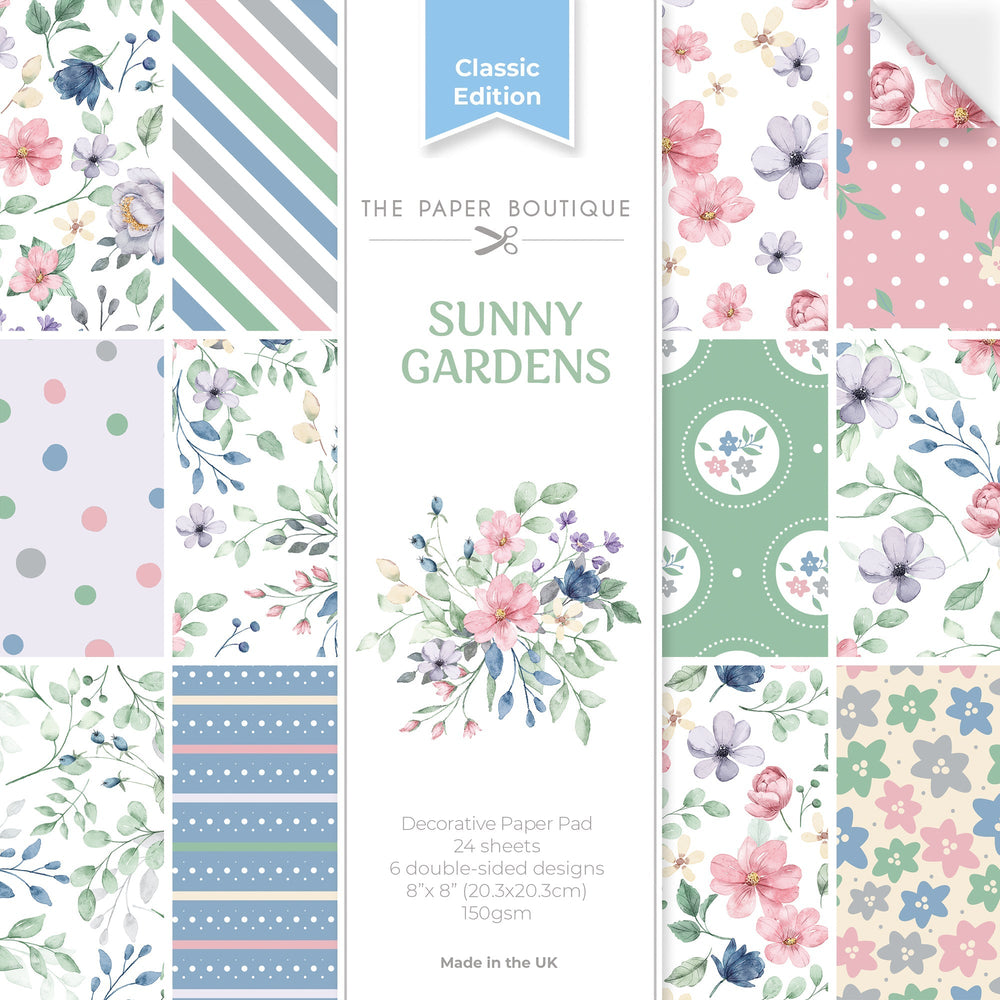 The Paper Boutique Blocs de papier décoratif Sunny Gardens 20,3 cm x 20,3 cm