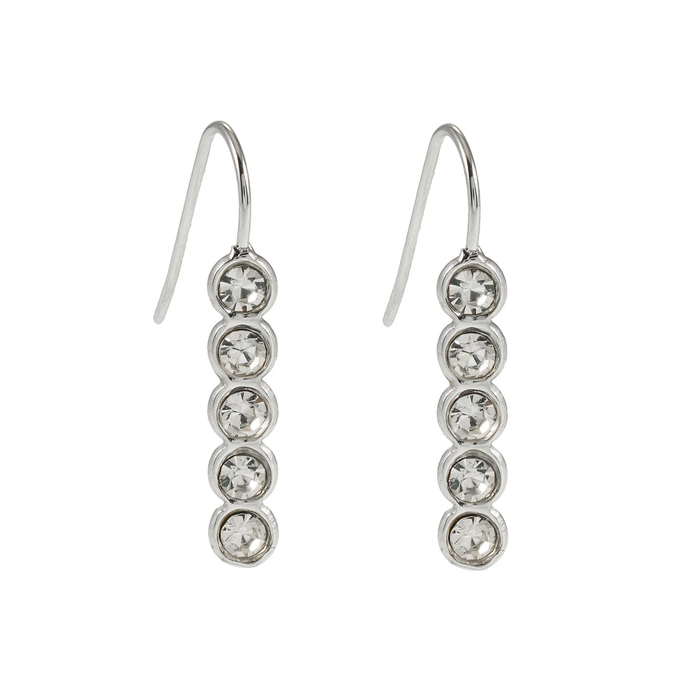 Boucles d'oreilles clous PELLA Argent (Or blanc) : Ligne minimaliste de moissanites – Éclat élégant dans chaque ligne