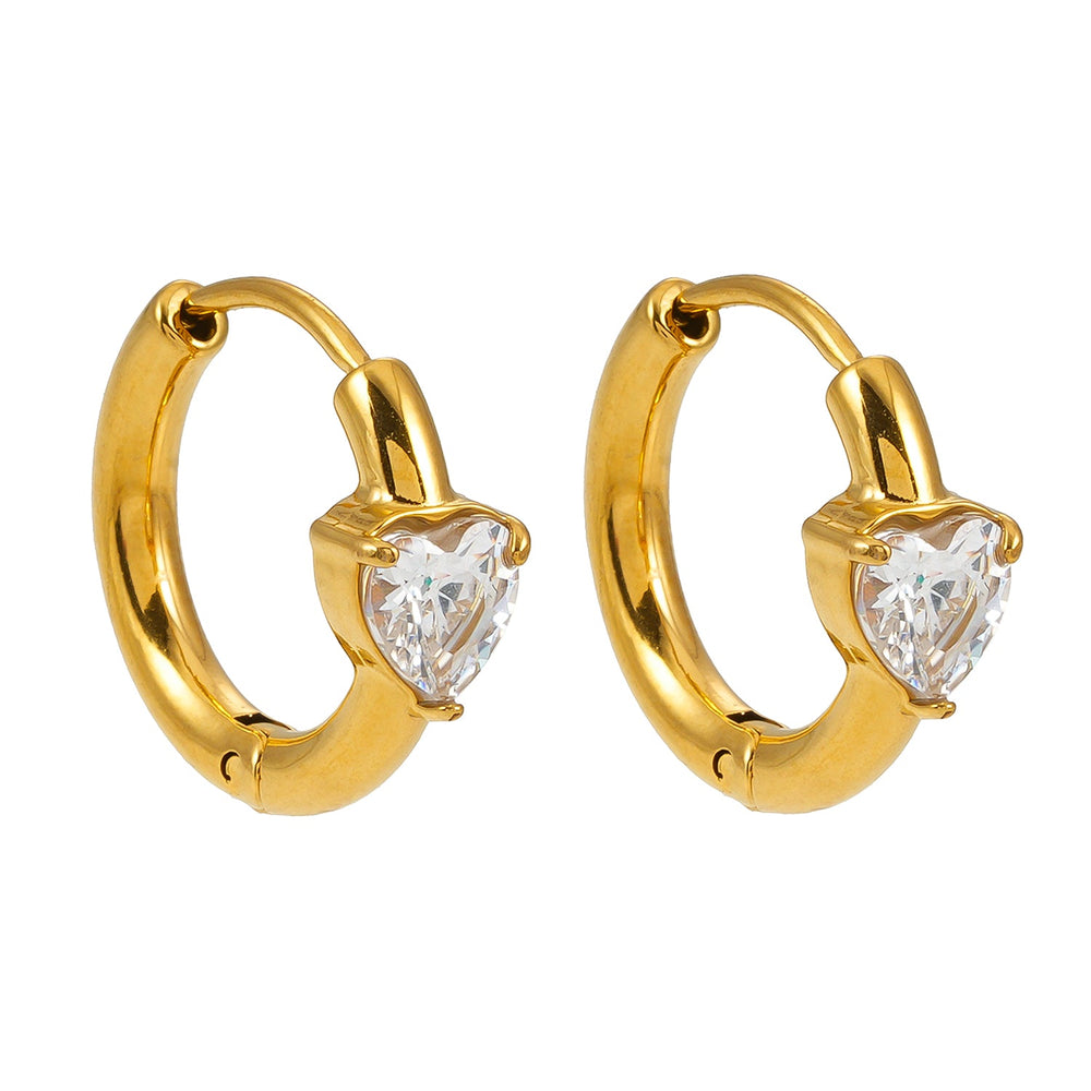 Boucles d'oreilles créoles mini Style PELLA Or : Moissanite en forme de cœur