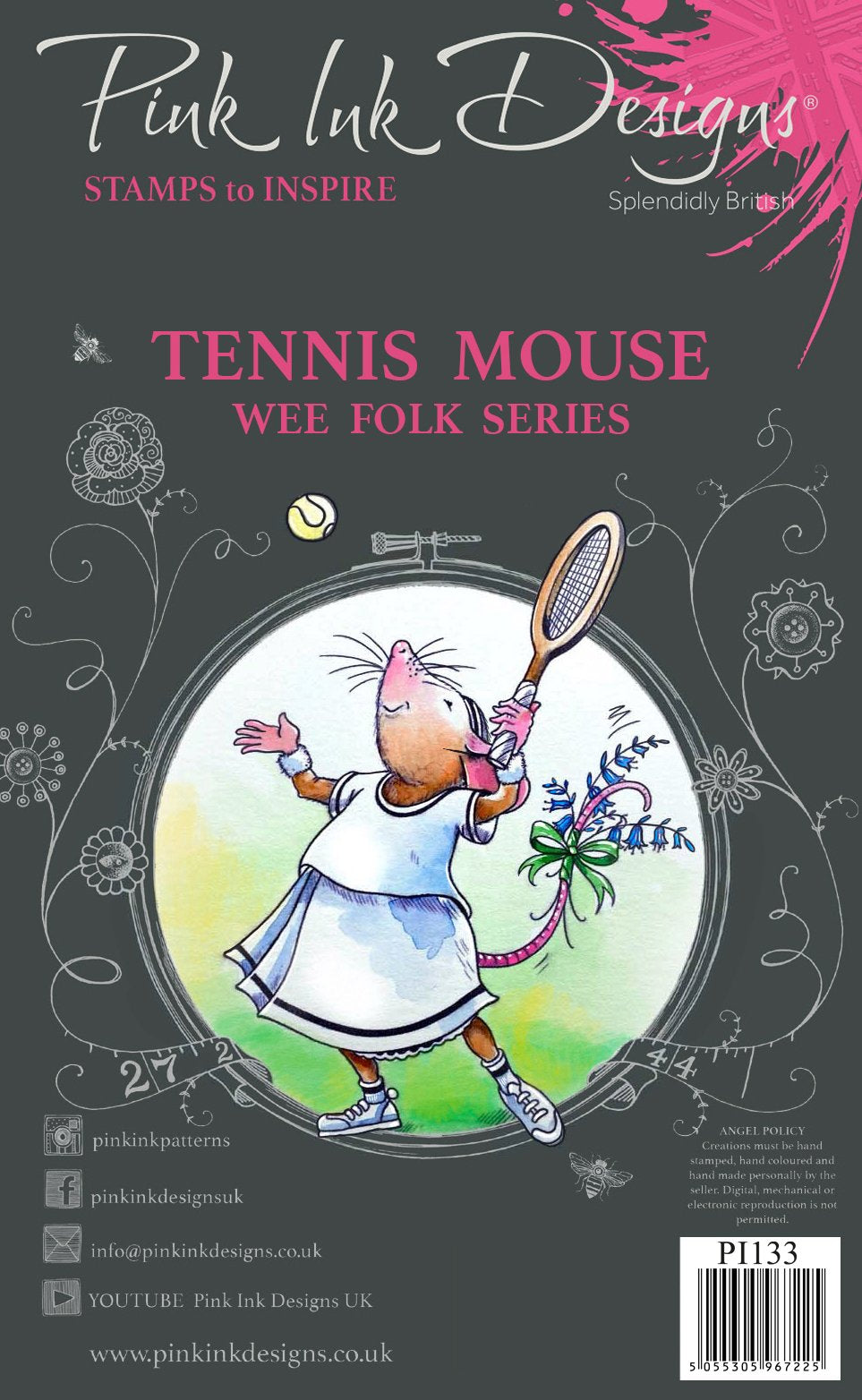 Pink Ink Designs Tennis Mouse A7 Clear Stamp — Ecstasy Crafts
