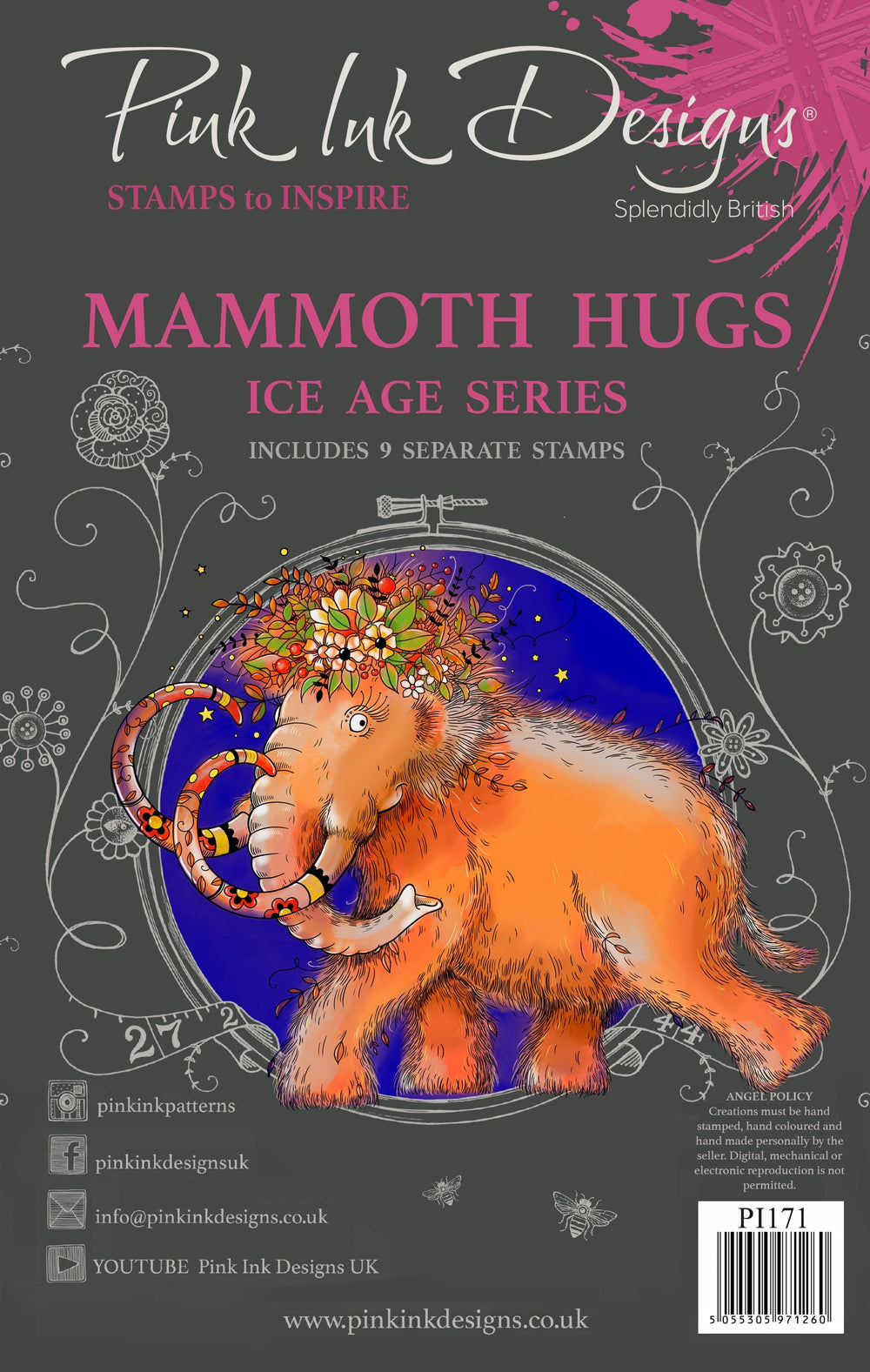 Pink Ink Designs Mammoth Hugs 6 in x 8 in Clear Stamp Set — Ecstasy Crafts