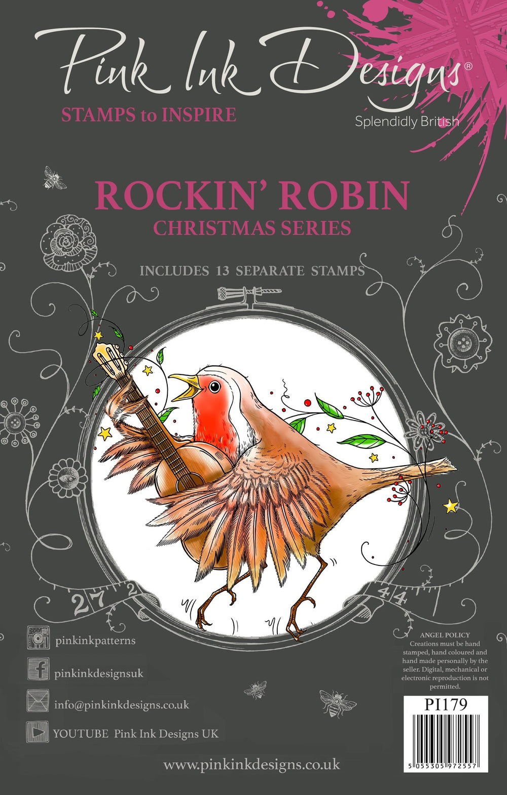 Pink Ink Designs Rockin Robin 6 in x 8 in Clear Stamp Set — Ecstasy Crafts